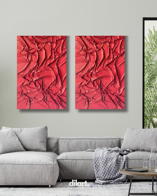 Kırmızı Abbys 2'li Kumaş Tablo